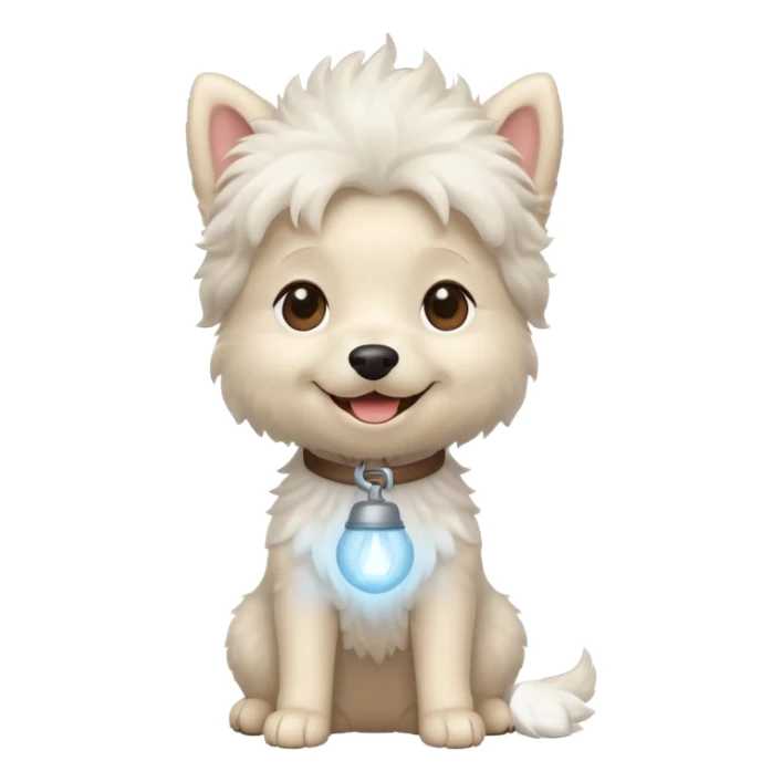 A little white dog with fluffy hair sitting happily sticker