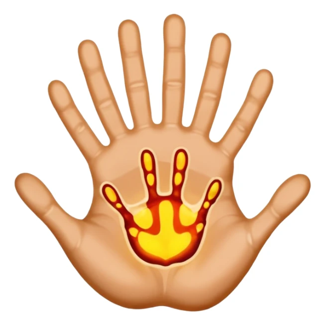 handprint with a glowing sign in the center sticker