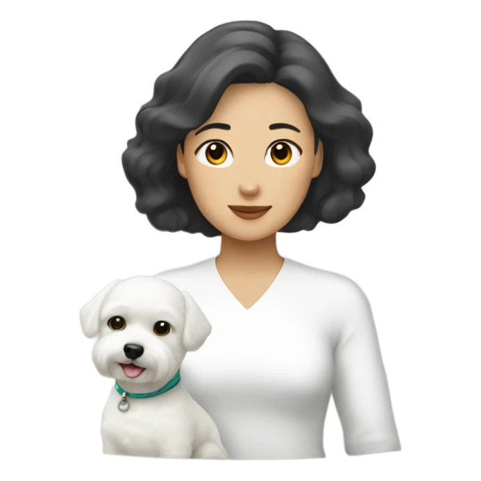 A white bichon & an Asian woman  sticker