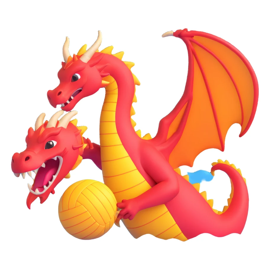 dragon playing water polo in a different pose, bright colors sticker