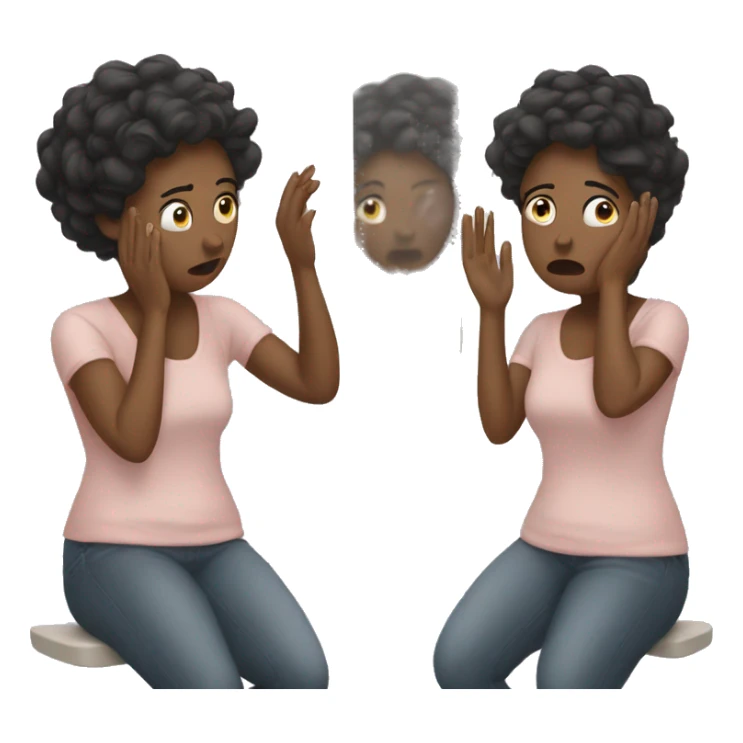 a woman who worries in the mirror sticker