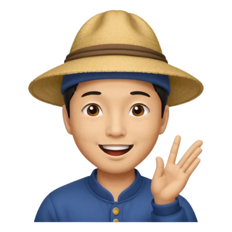 asian man in asian hat blowing a kiss sticker