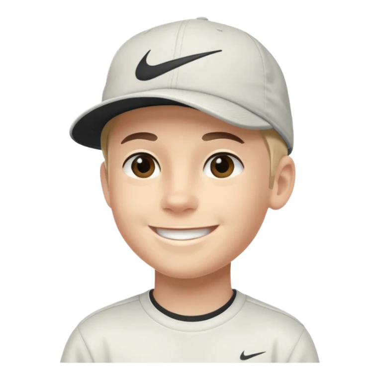 Quiero un emojis con una cara de niño con uno gorra de lado de Nike y sonriendo como los emojis de iPhone  sticker