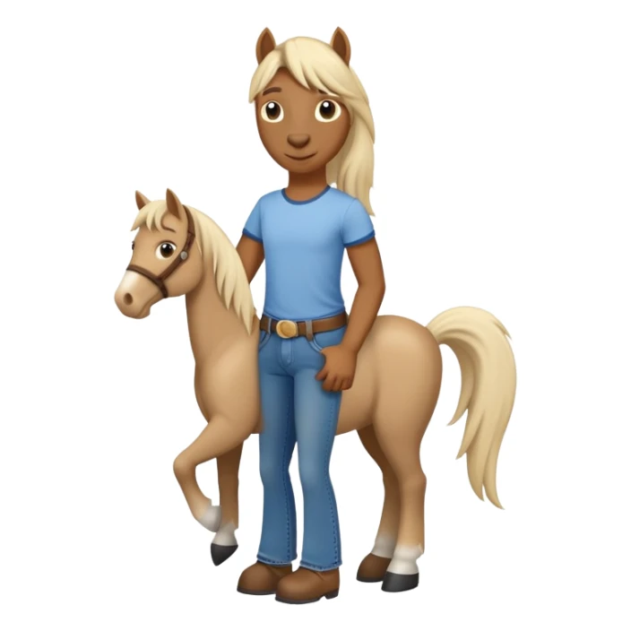 friendly anthropomorphised stallion in jeans and a t-shirt, standard pose sticker