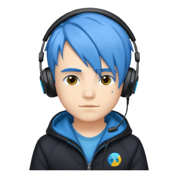 Boy gamer with headset, blue hair, black jacket, 











 sticker