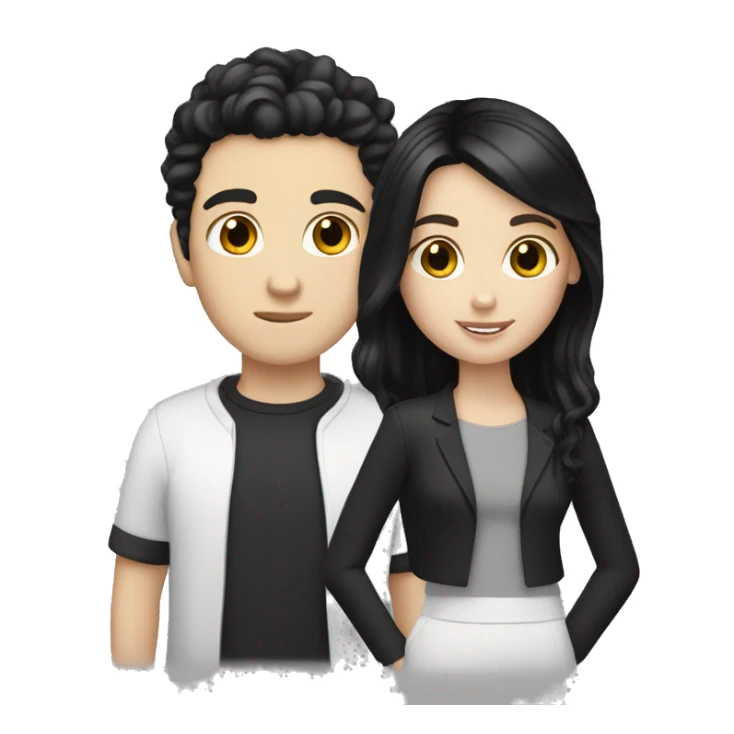 White girl black hair with white boy black hair sticker