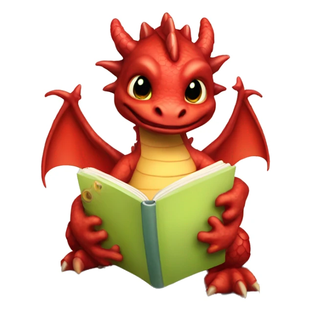 red baby dragon reading a book in freshly hatched egg sticker