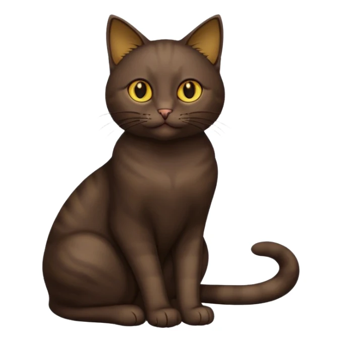 Dark-Brown sitting cat with golden eyes  (full body) sticker