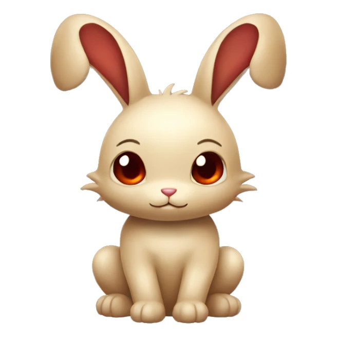 Cute Shiny Brown-Beige Fakémon-Bunny with Dark-Red eyes, full body sticker