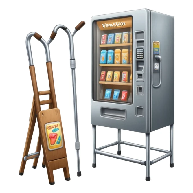 vending machine next to a pair of crutches  sticker