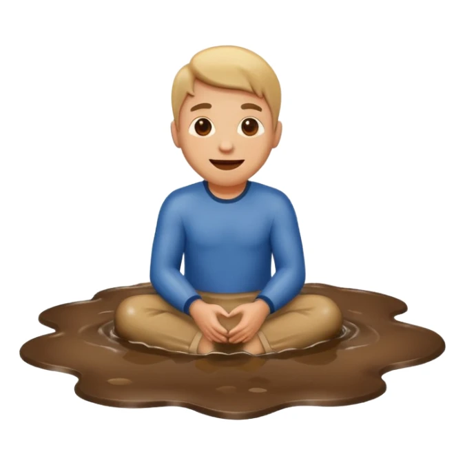 apple style emoji of a man sitting in a puddle after falling sticker