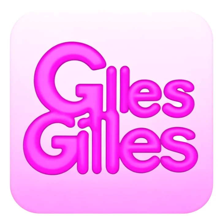 Pink neon sign with the word Giles sticker