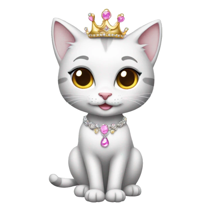 Sparkly princess-cat with tiara and necklace full body sticker
