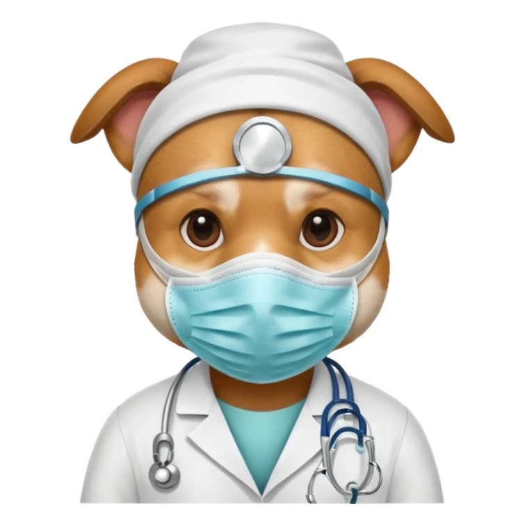 doctor dog wearing medical mask sticker
