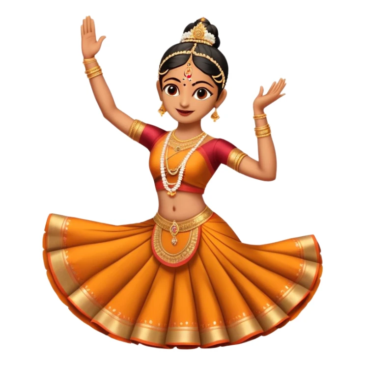 cinematic-realistic-bharatanatyam-dance-emoji,-depicted-as-an-elegant-classical-indian-dance-performance-with-graceful-poses,-intricate-costumes,-and-expressive-hand-gestures,-rendered-with-rich-textures-and-warm-dramatic-lighting, single danceer sticker