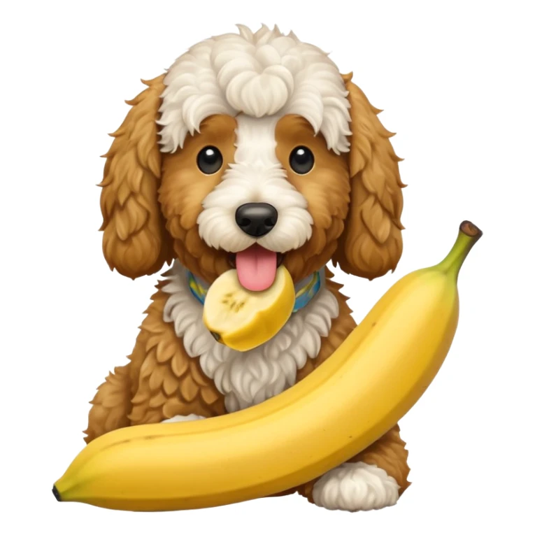 Golden doodle eating a banana  sticker