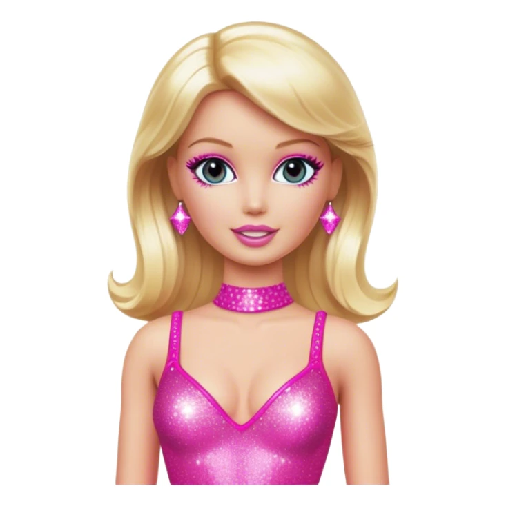 Blonde Barbie pop star wearing sparkly hot pink bodysuit sticker