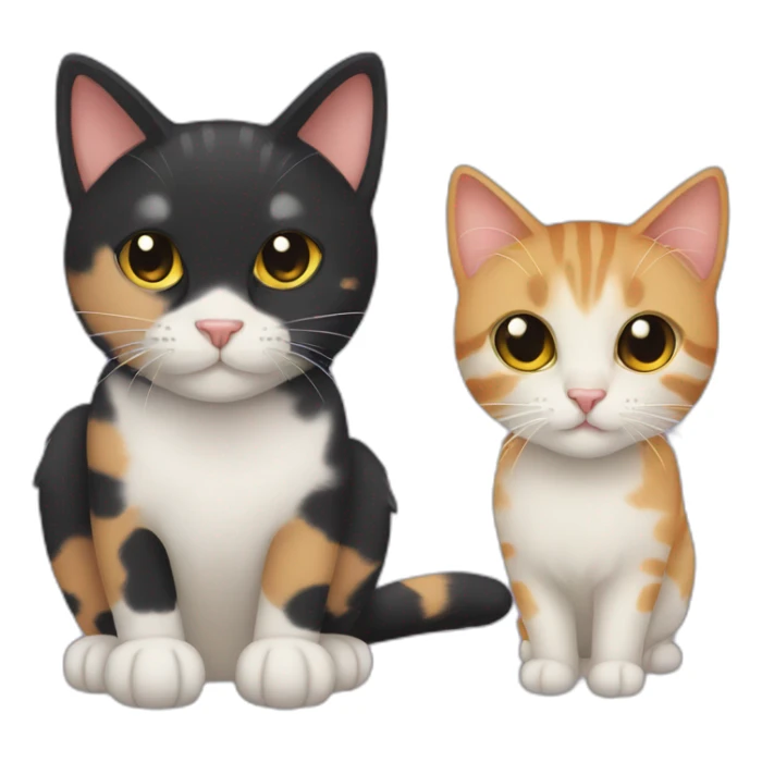 A black cat with a calico cat and a tabby cat sticker
