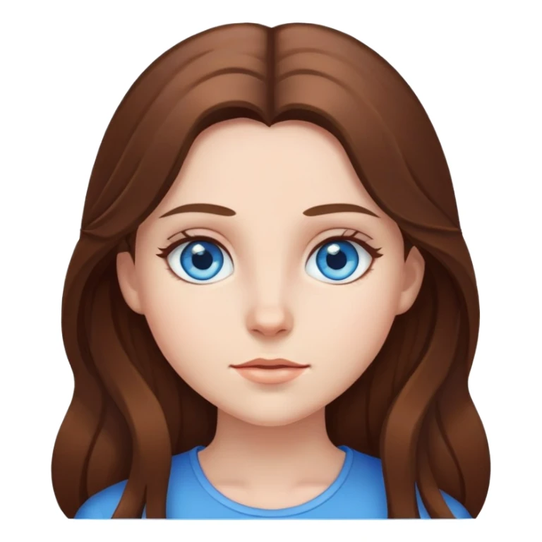 Girl blue eyes long brown hair sticker