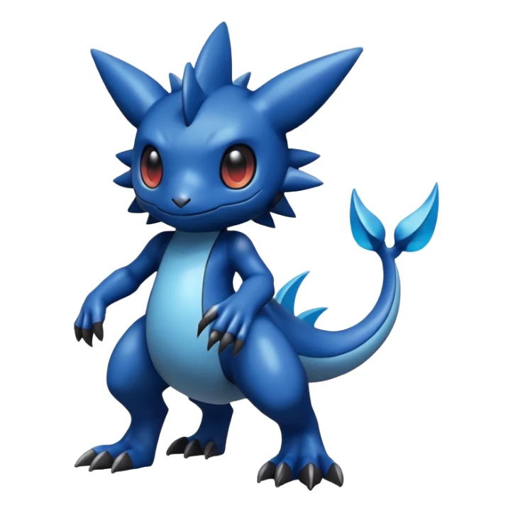 Dusky Glossy Oil-Sheen Blackened Blue Pokémon-Fakémon-Digimon-Creature, (full body) sticker