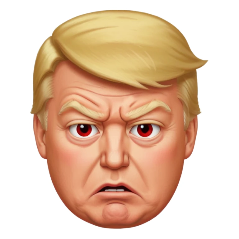Donald Trump is vey furious. Red with anger. photorealistic sticker