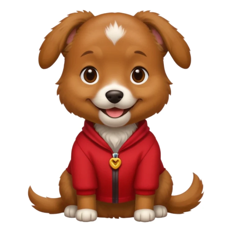 a dog with legs and arms with red clothers on sticker