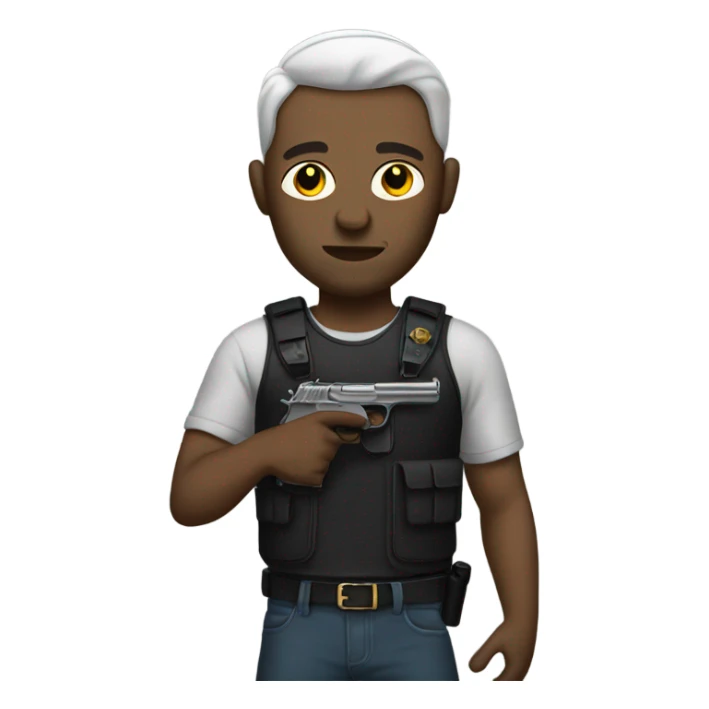 White man with tattoos on his face while holding a gun sticker