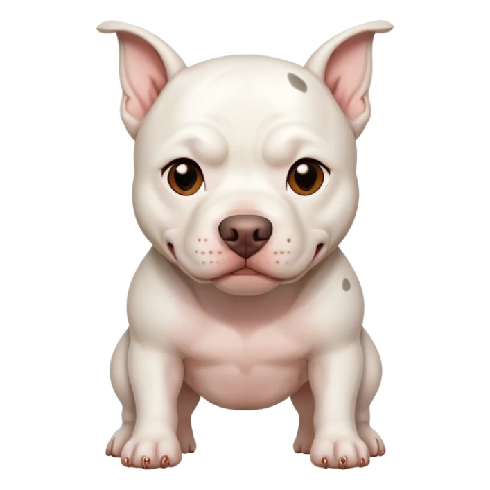 white pitbull dog with one brown spot in the face sticker