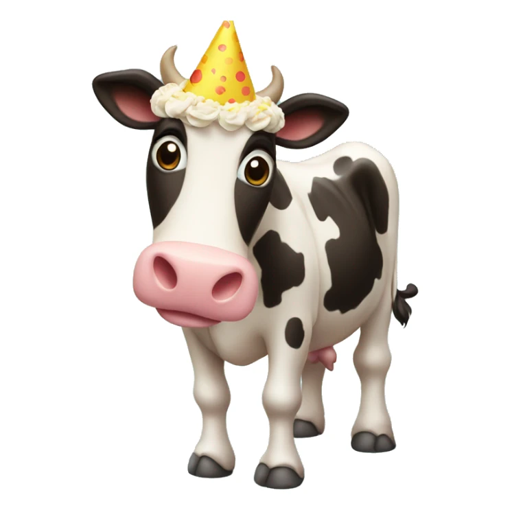 Birthday cake cow sticker