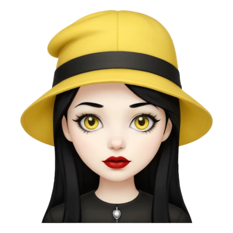 gothic girl black haired with yellow hat sticker