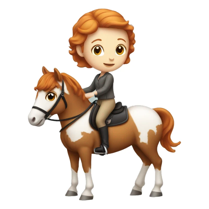 Ginger girl with short hair riding a horse sticker
