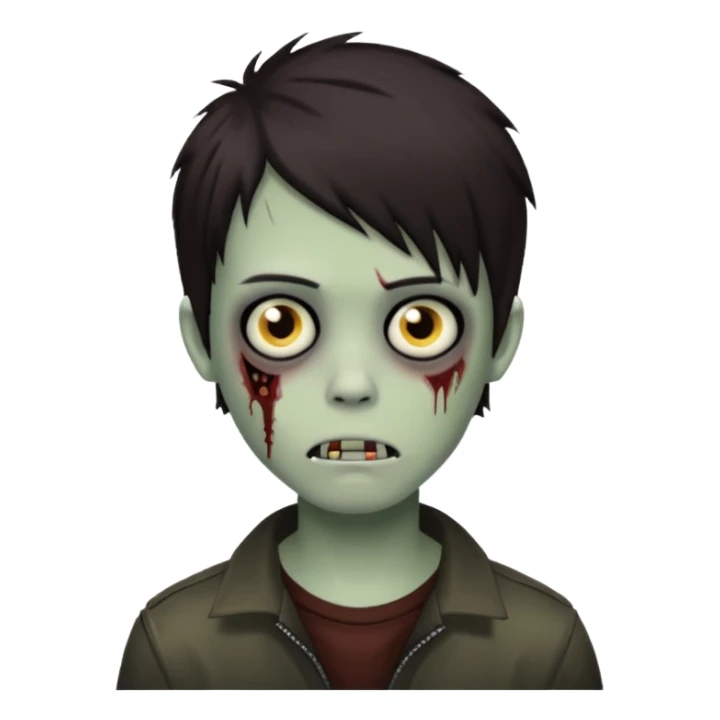 boy zombie with darkish brown kinda long hair emo, no glasses sticker