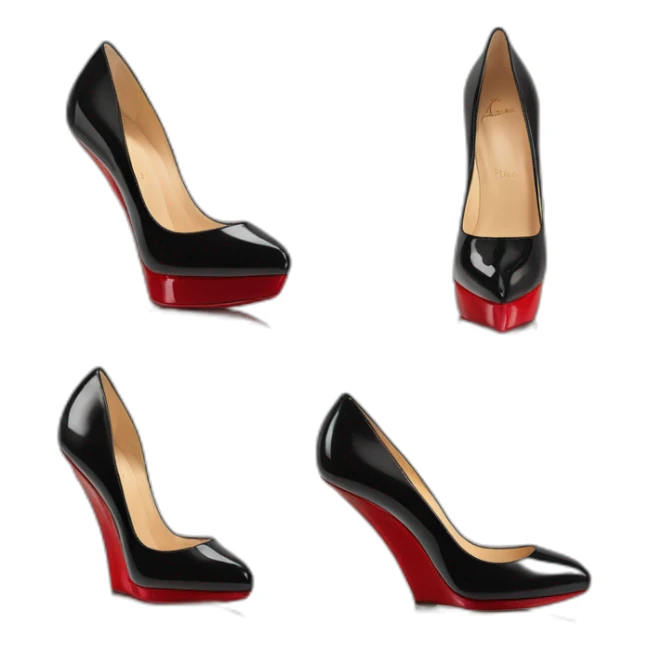 WEDGE heel LOUBOUTIN black leather PATENT sticker