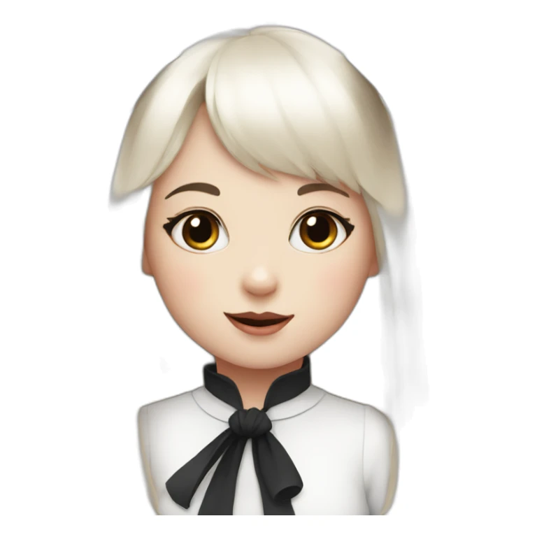 white rabbit with a little girl with black bangs sticker