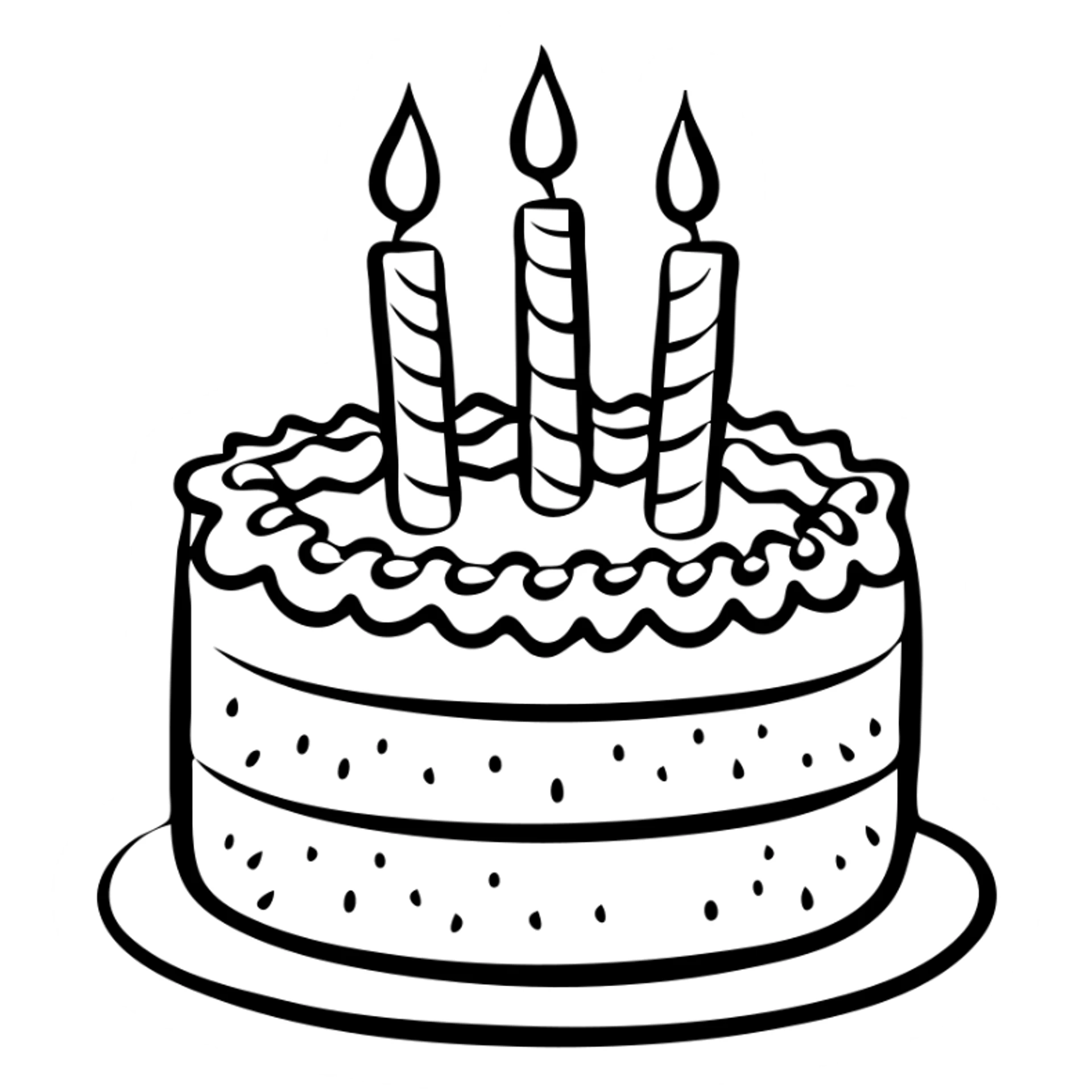 A birthday cake with lit candles and decorative frosting sticker
