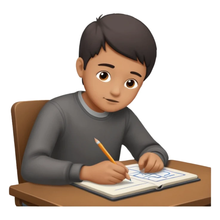 boy ,drawing pic of grandpa on the notebook, charcoal sticker