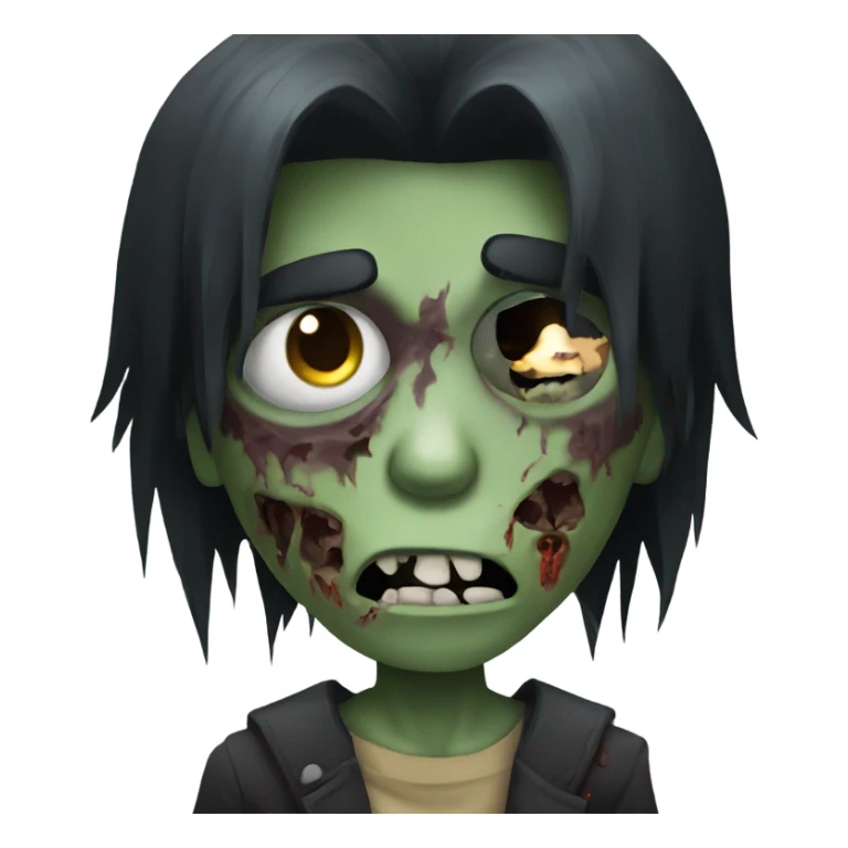 boy zombie with black long hair sticker