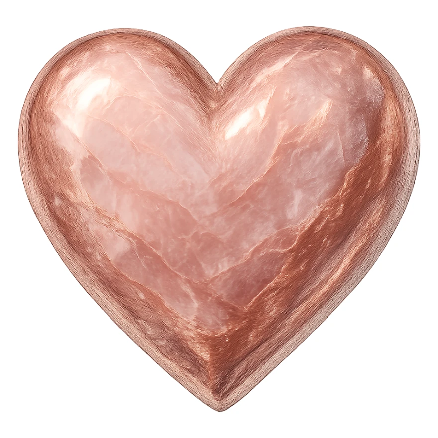 heart with a metallic rose quartz finish, digital illustration, no background sticker