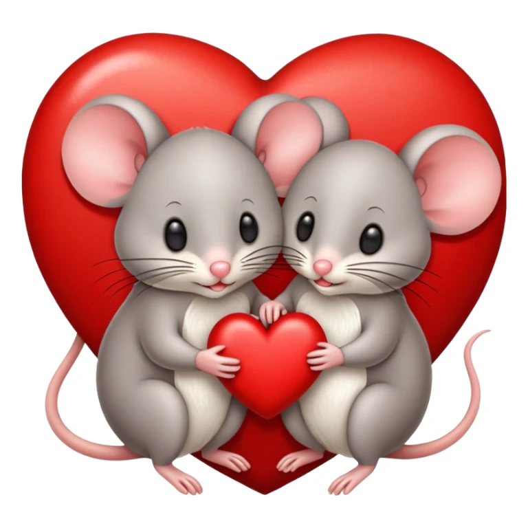 1 mother and 1 baby mouse in front of a heart sticker