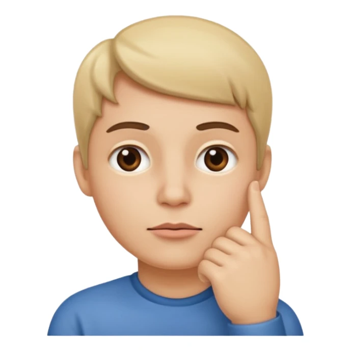 straight face with hand with thumb sticking left right under chin emoji sticker