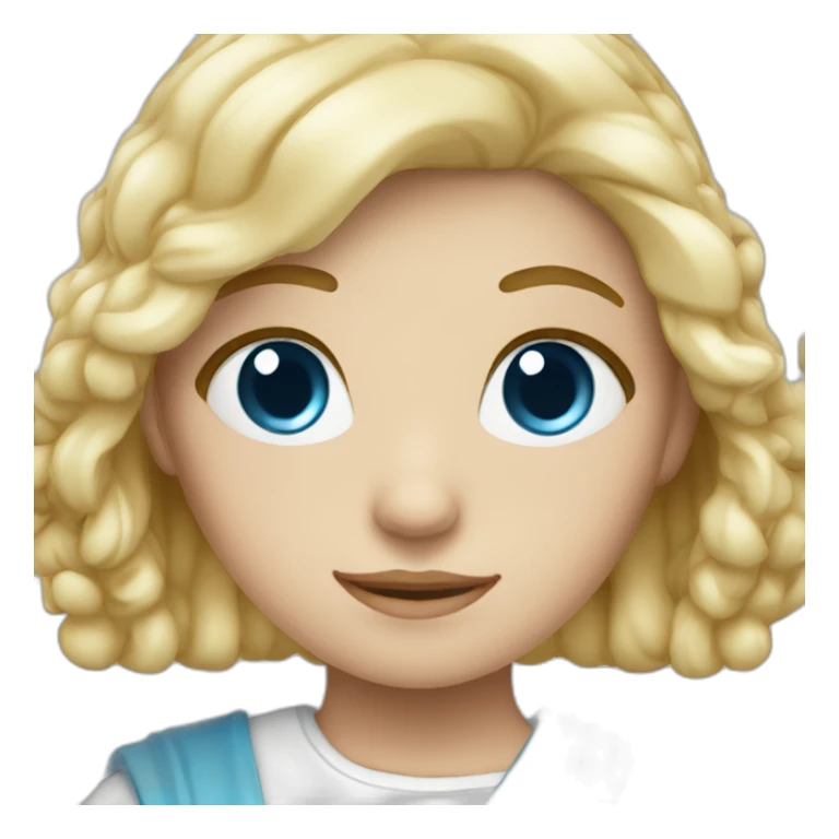 Blond girl hair with blue eye and catholic religion sticker