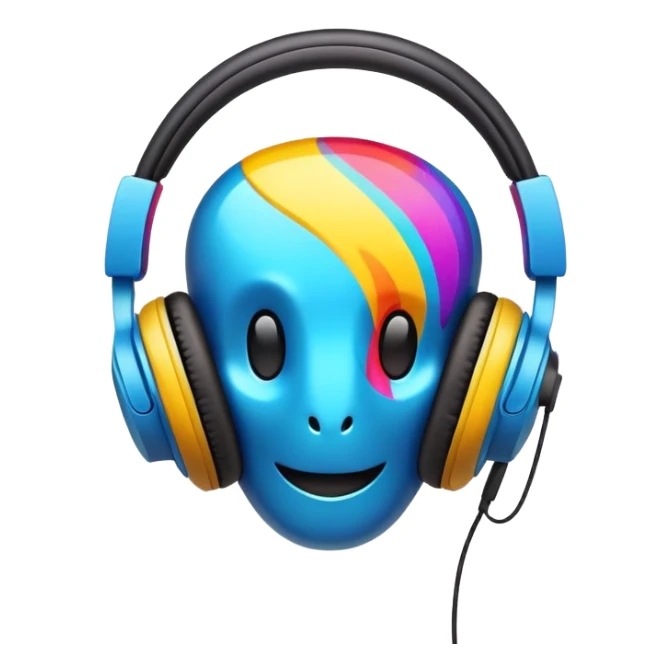 sound wave creature listening to music with headphones sticker
