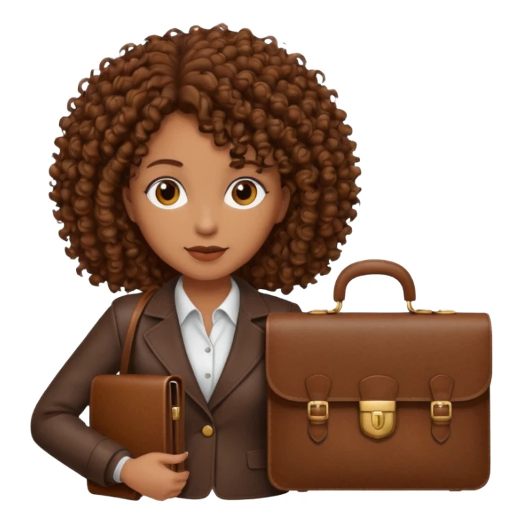 brown curly haired woman holding a briefcase sticker