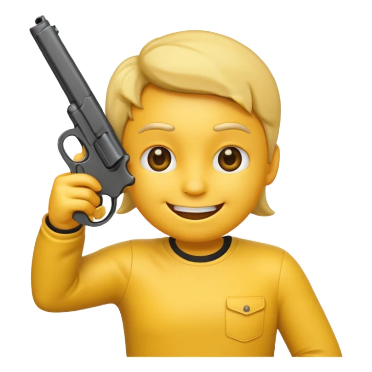 It should look like the standard smiling emoji which is ironically holding a gun pointed to his head/face sticker