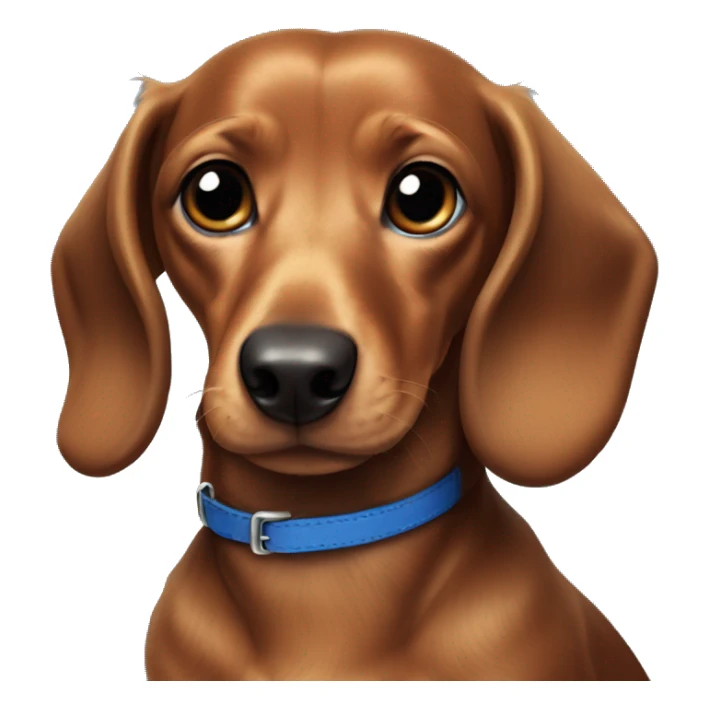 Dark fur Dachshund with long legs in blue collar  sticker