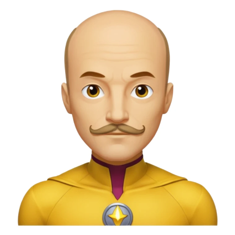 dc sinestro yellow outfit with mustache and balding head sticker