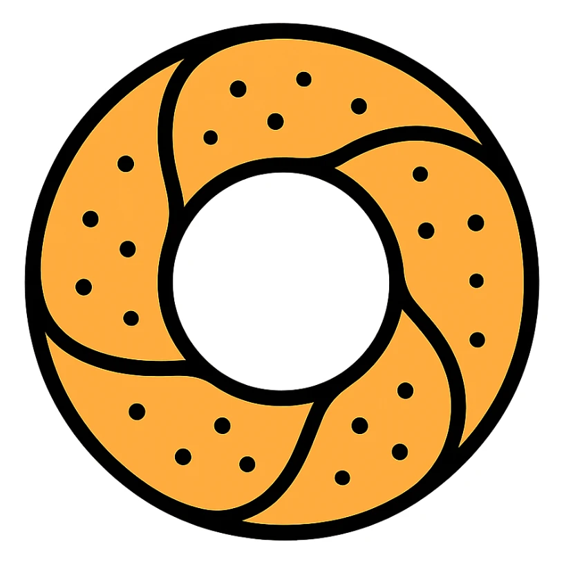 lineal icon simit bread, stylized, circular, dotted sesame details, modern and easy to identify sticker