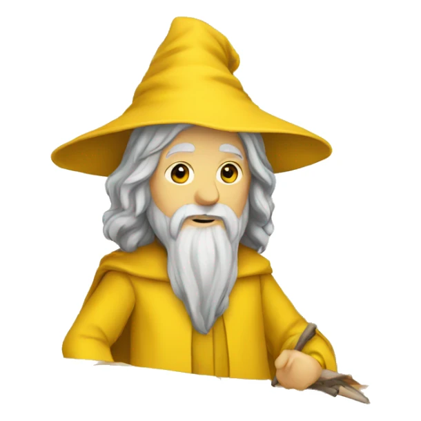 gandalf wearing yellow clothing in a classroom sticker