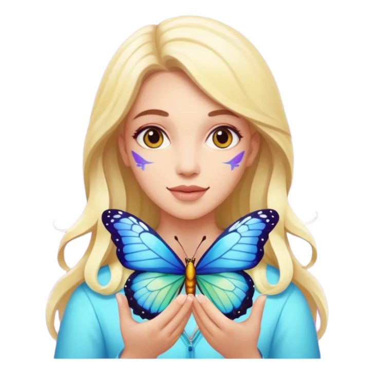 Cabelos de cor morro uma mulher branca com uma borboleta na sua mão sticker