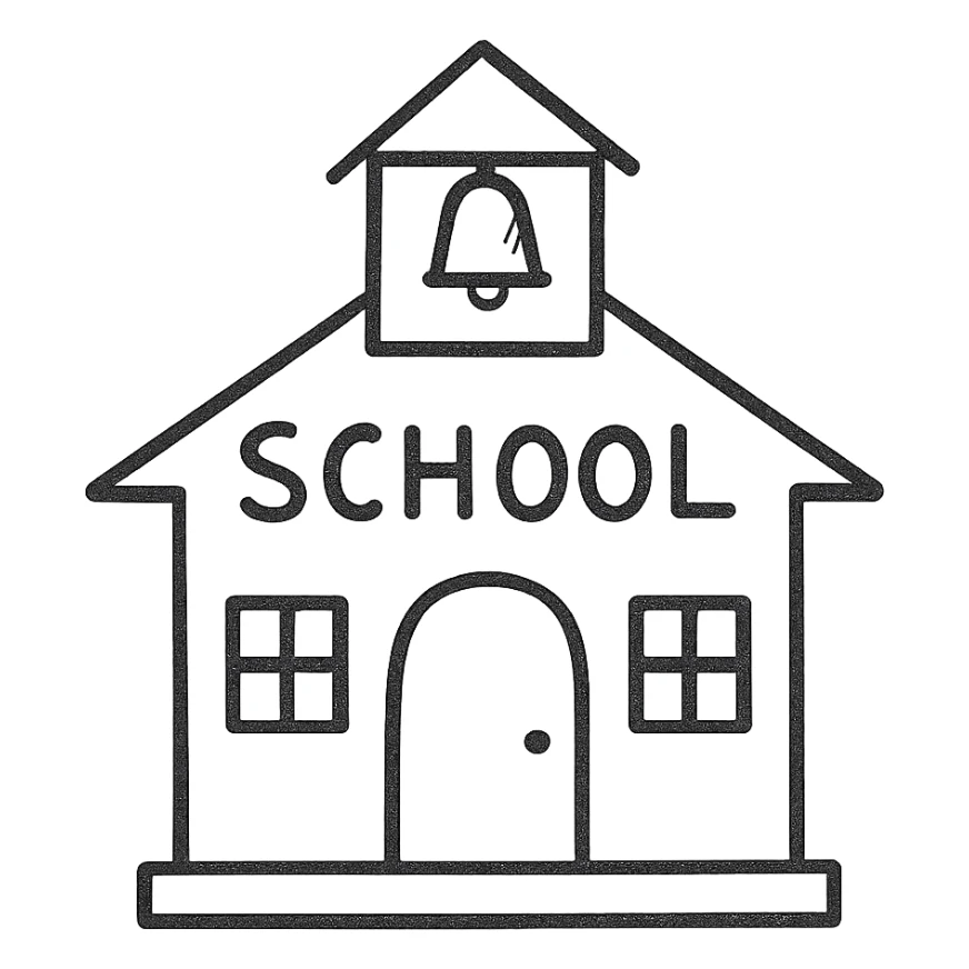 a school emoji, hand-drawn icon with no fill sticker